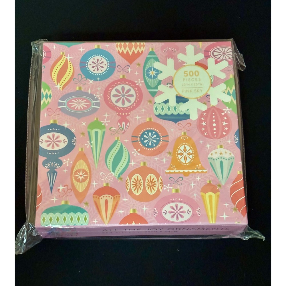 Pink Sky All The Joy Ornaments 500 Piece Jigsaw Puzzle Retro Christmas 20x20 NEW
